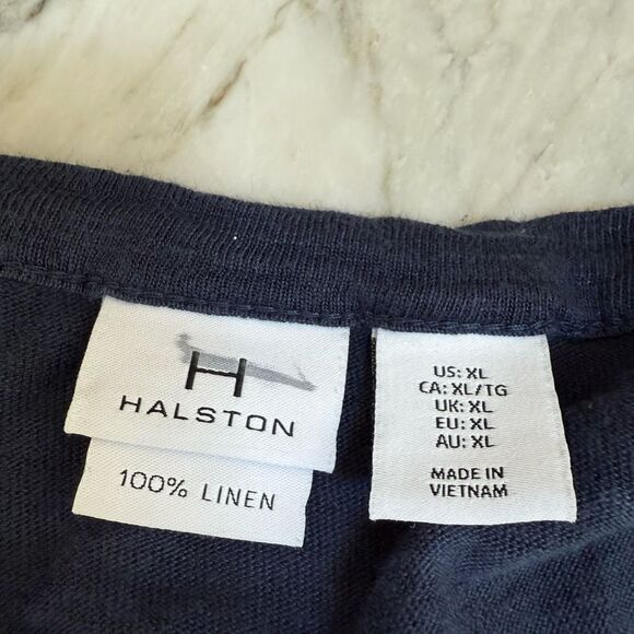 Halston 100% Linen Oversized Comfy Casual Vacation Summer Button-Down Top Sz XL - Picture 4 of 7